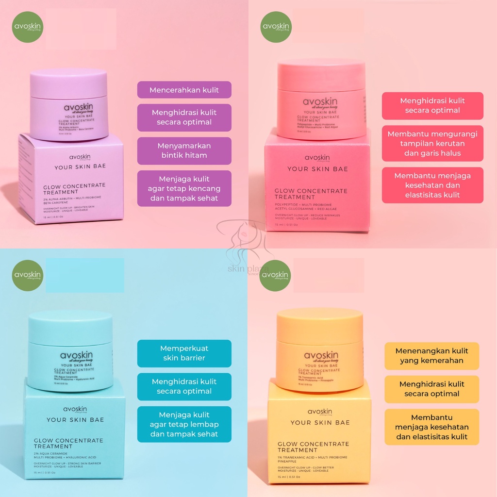 Avoskin Your Skin Bae Glow Concentrate Alpha Arbutin Polypeptide Aqua Ceramide Tranexamic Acid Pelembab Wajah Moisturizer 15ml
