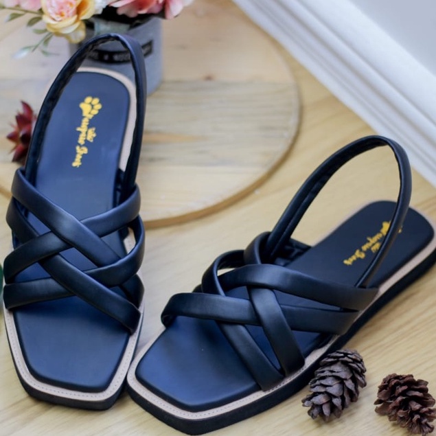 SANDAL WANITA LAENORA BLACK BIG SIZE 41 42 43 44 45 PAWPAW