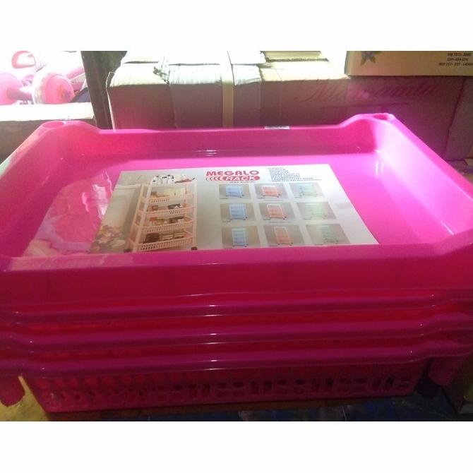 Rak Salon Plastik Rak Serbaguna Susun 3 Megalo Diameter 40X30X70Cm