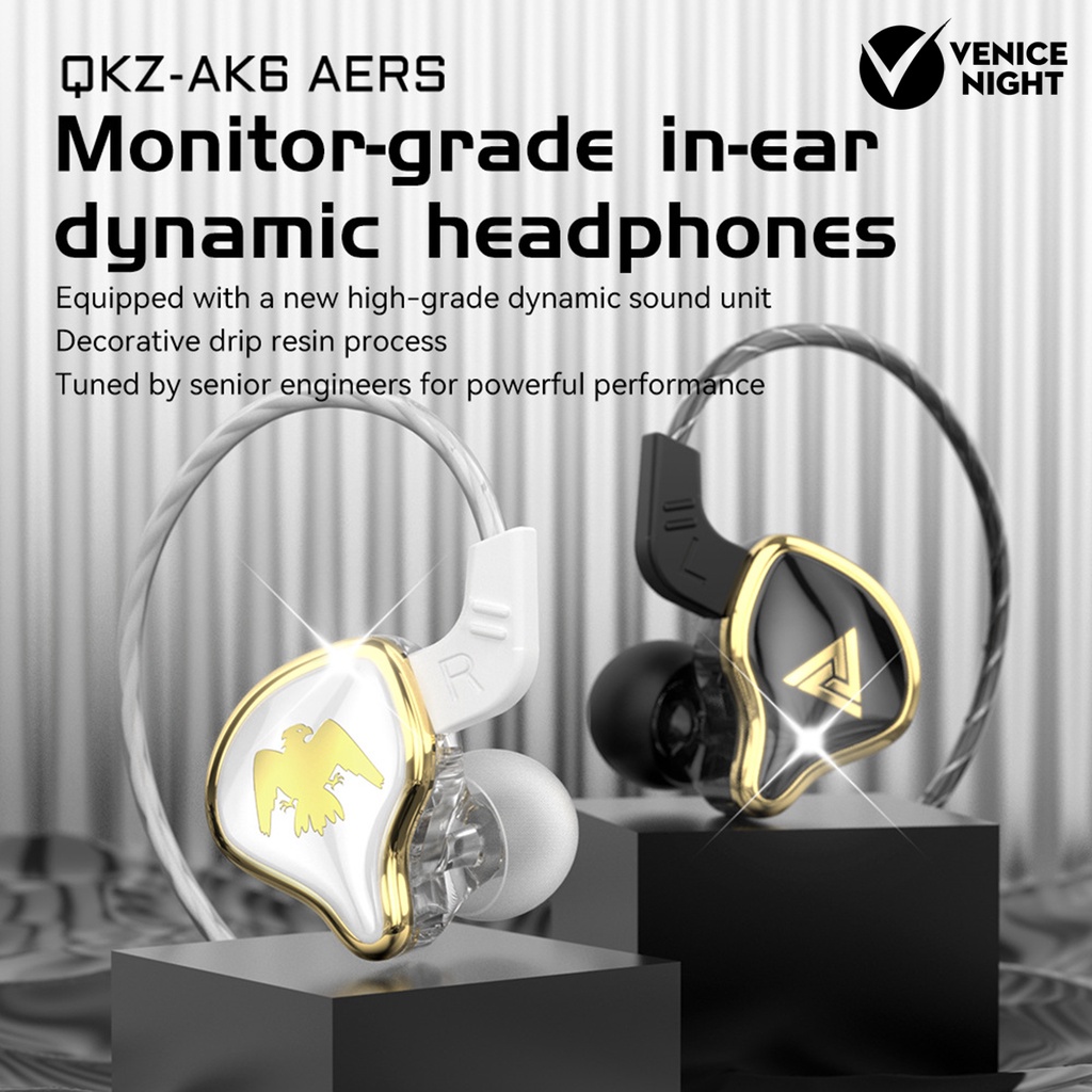 (VNEP) (Berkabel) QKZ AK6 Ares Earbud Line Control dengan Mikrofon 3.5mm Clear Sound In-ear Sports Earphone untuk Komputer