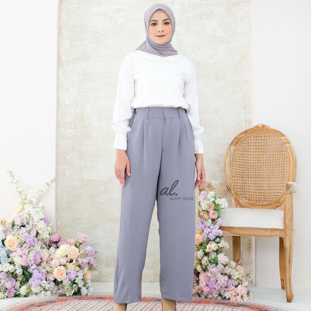 Premium Celana Kulot Crinkle Highwaist Wanita Loose Cullote Pants