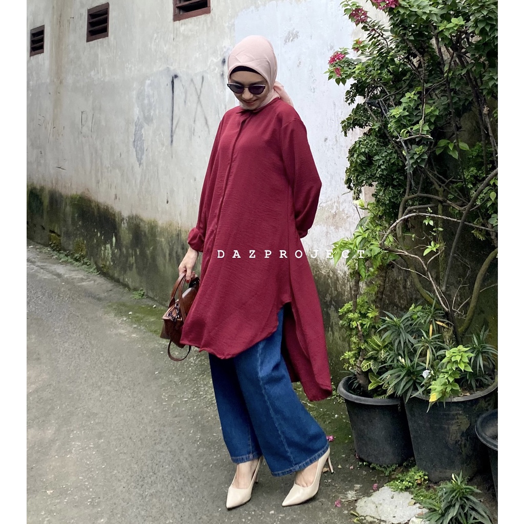 Salsa Tunik Polos Crincle Tunik Crincle by Dazproject