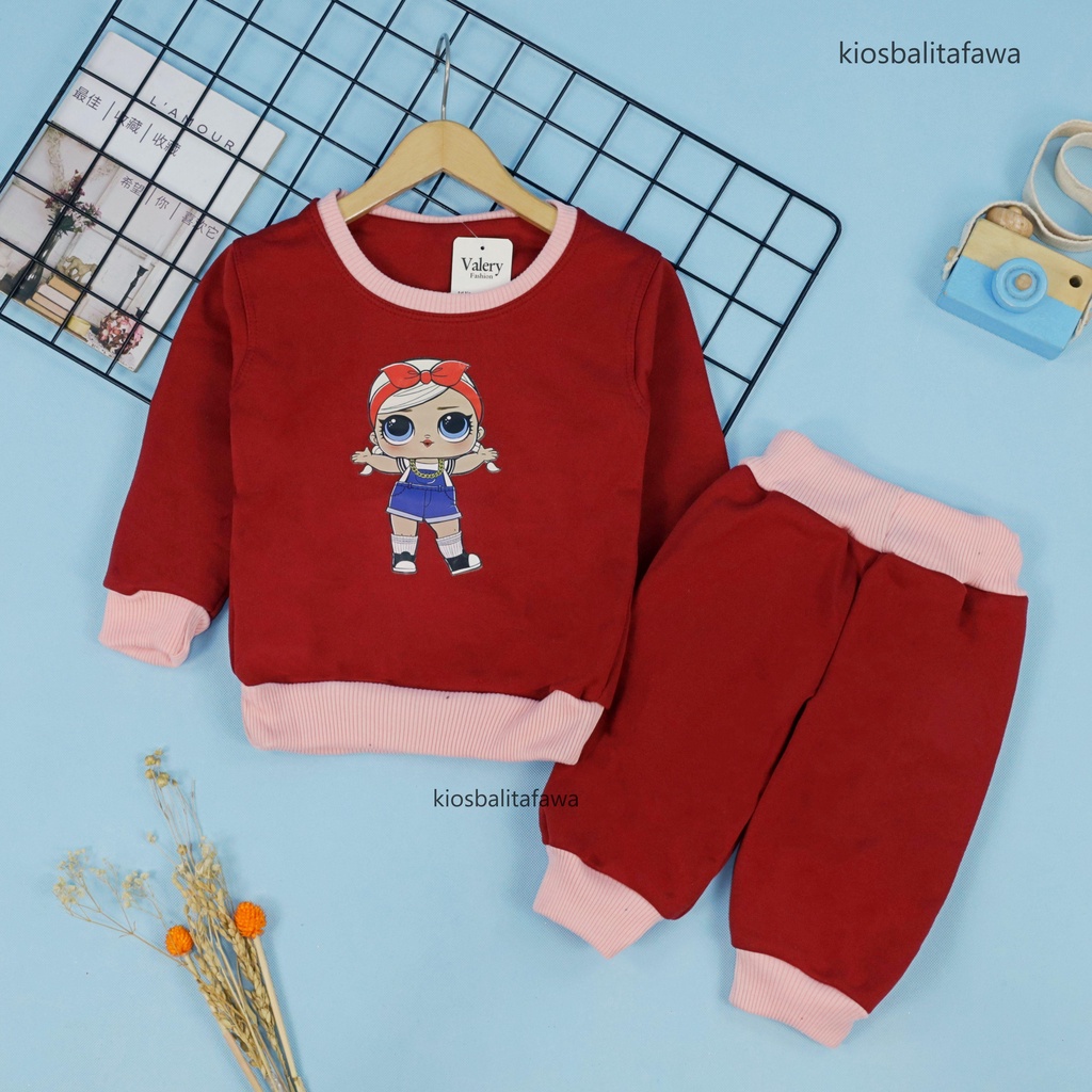 Setelan Cookie uk 1-2 Tahun / Sweater Karakter &amp; Jogger Setelan Anak Cewek DOLL Celana Baju Lengan Panjang Bahan Adem Babycinnamon