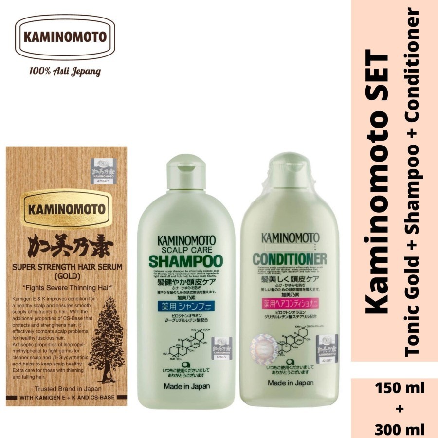 Jual KAMINOMOTO SET HAIR TONIC GOLD, SHAMPOO, DAN CONDITIONER Shopee