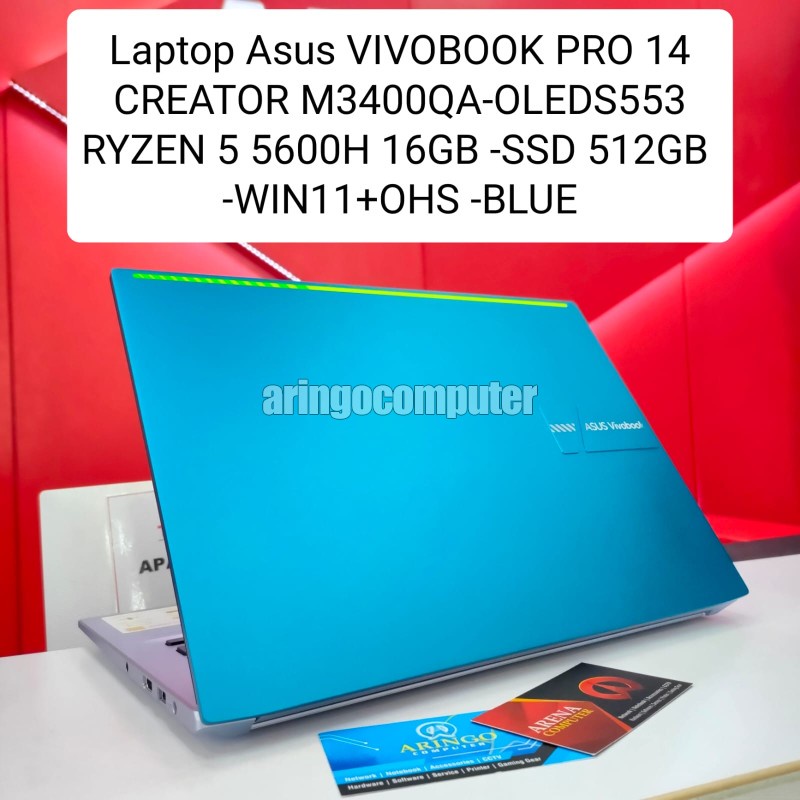 Laptop Asus VIVOBOOK PRO 14 CREATOR M3400QA-OLEDS553 RYZEN 5 5600H 16GB -SSD 512GB -WIN11+OHS -BLUE