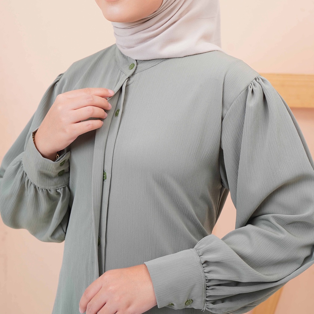 Lini dress crinkel snowsheer gamis polos - Gaun Muslim