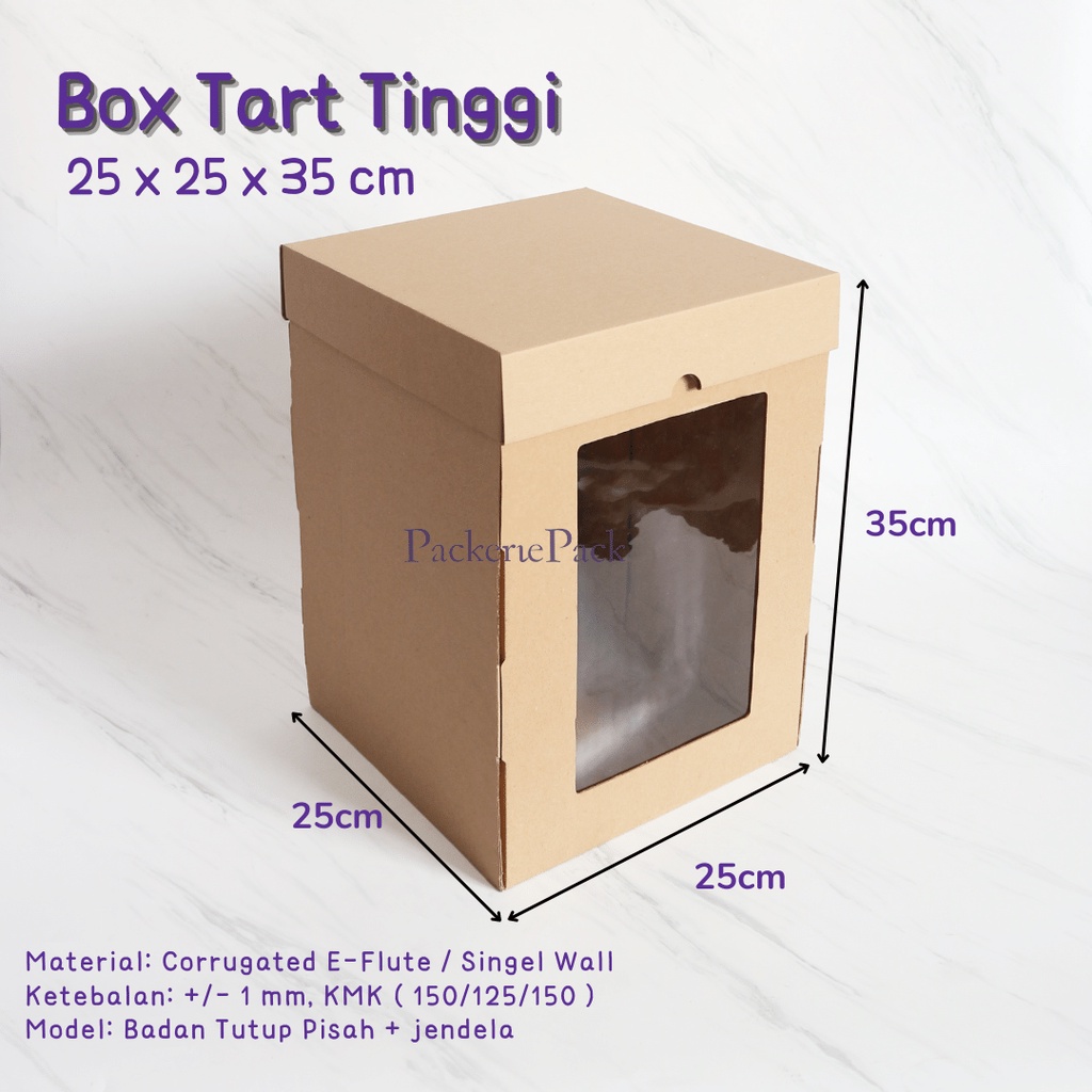 

( 5Pcs ) KOTAK BOX DUS KUE TART TINGGI 25 x 25 x 35 / TART 25X25X35