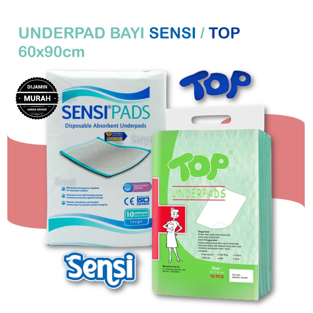 ❤ZJ❤ SENSI UNDERPAD | UNDERPAD SENSI 60X90 | UNDERPAD SENDI BAYI ISI 10 60X90 CM