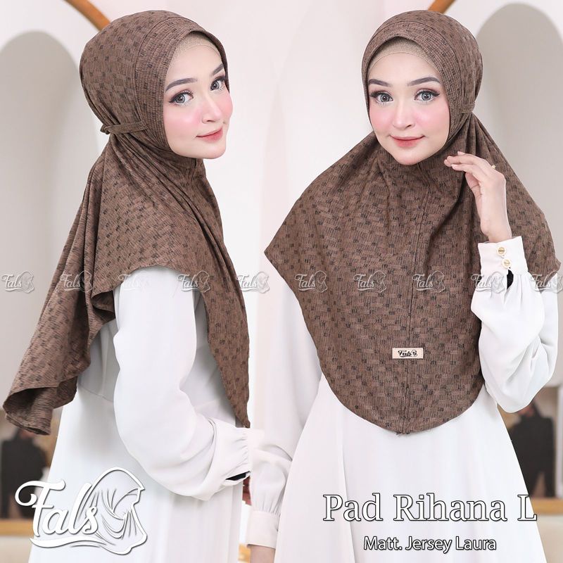 ( Ori Fals )PAD RIHANA L•Jilbab instan jersey laura•hijab pet tali motif