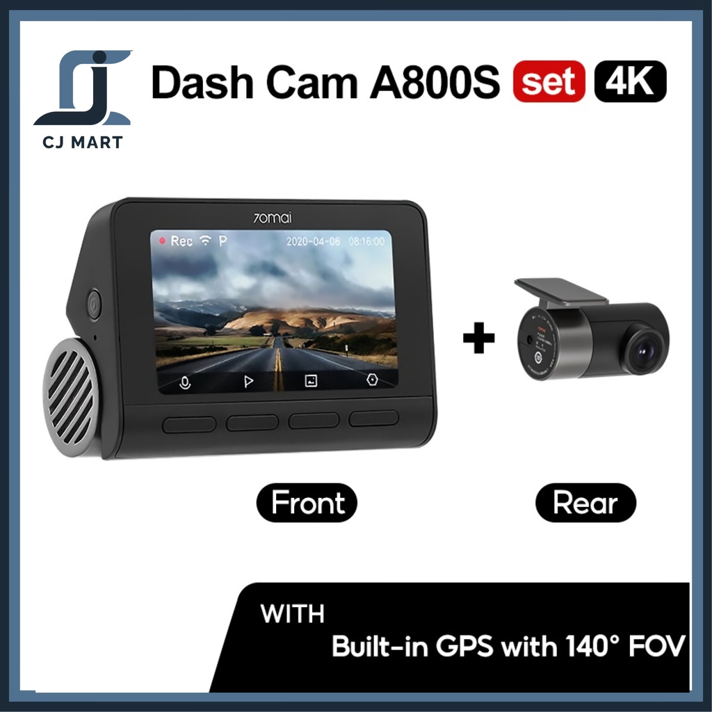 70mai Dash Cam A800s HD 4K 2160P GPS ADAS Set (Front+Rear Camera)