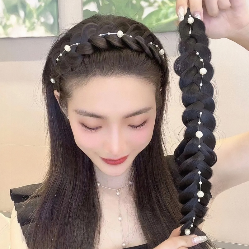 2pcs Headband Wig Kepang Tulang Ikan Gaya Korea Untuk Wanita