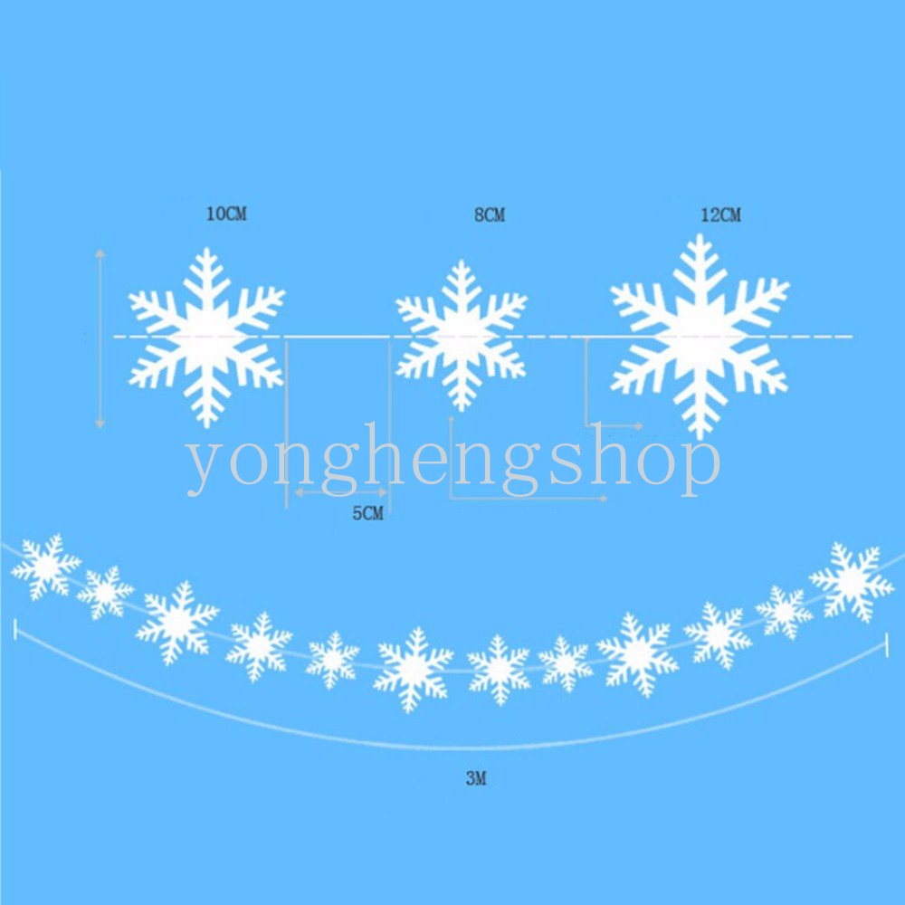 12pcs Banner Garland Desain Snowflake 3D Bahan Kertas Untuk Dekorasi Natal