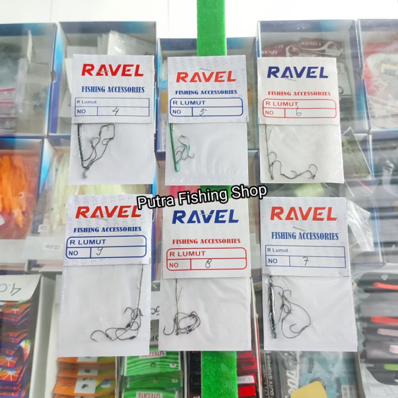 Rangkaian Lumut Pancing Ravel 4 Mata Kail - Rangkaian Pancing Lumut Siap Pakai - Kail Pancing Rangka