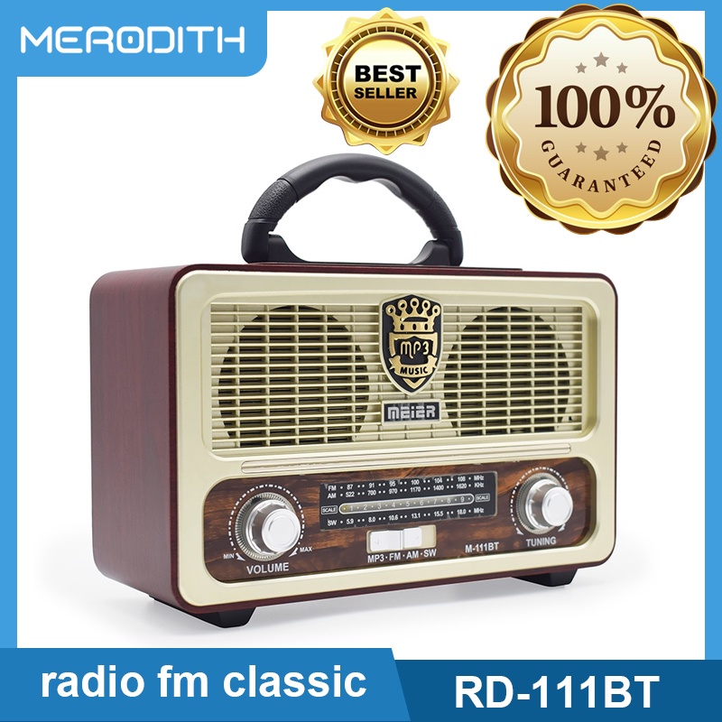 (COD) Radio FM retro portabel canggih nuansa kayu radio bluetooth FM/kartu TF/usb