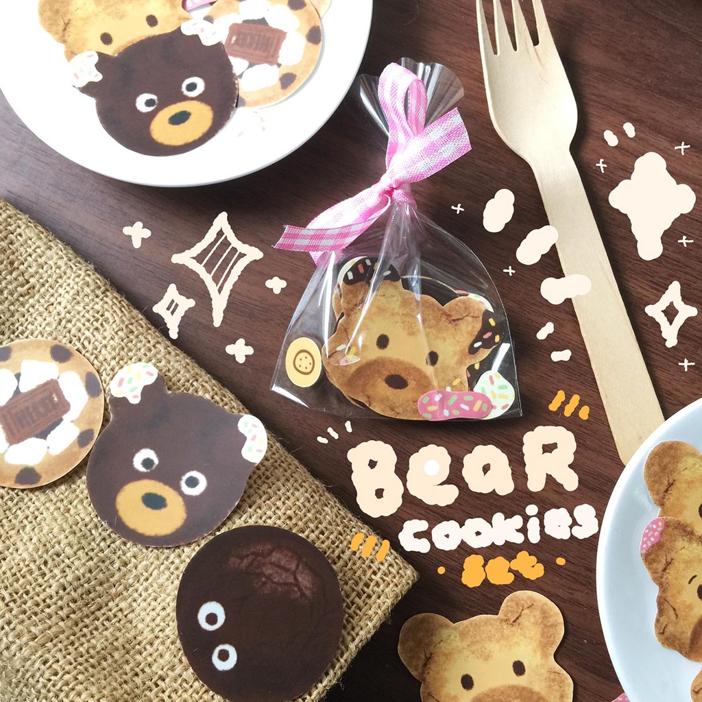 

Bear Cookies sticker pack - stiker lucu - journal stiker