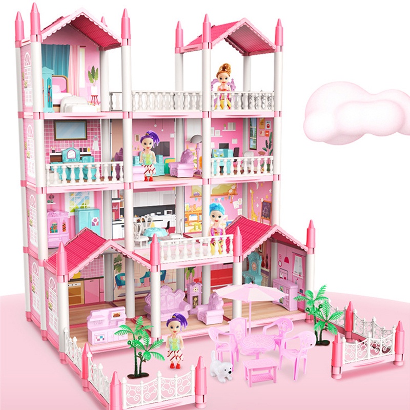 Uoptoy Mainan Princess Castle Rumah Rumahan Doll House  Play House Kado Ulang Tahun Cewek Perabot Mainan Edukasi Rumah Doll