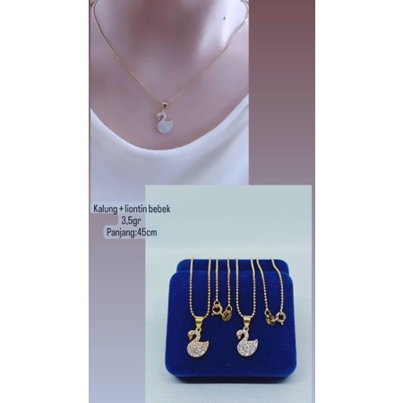 Kalung mini bijilada + liontin ducky mp corr/ kalung perak asli silver 925 lapis emas/ kalung fashion wanita terbaru