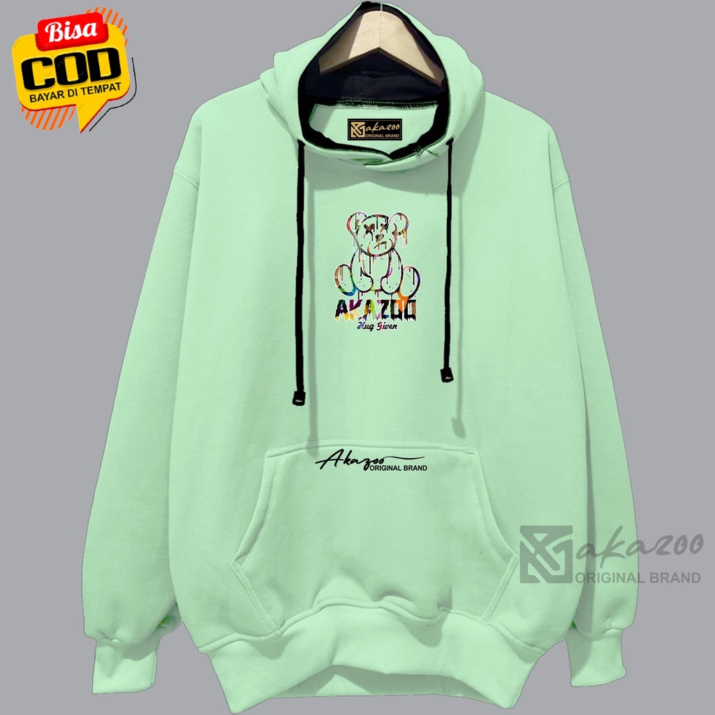 zipper hoodie pria distro tebal keren akazoo warna BEARD HUG GIVEN sweater oversize cowok korean style