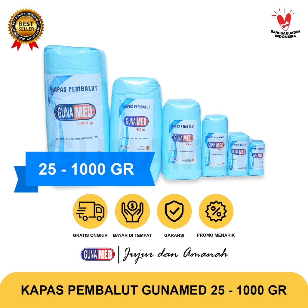 Kapas Pembalut No 1 Gunamed / Kapas Medis Kapas Putih