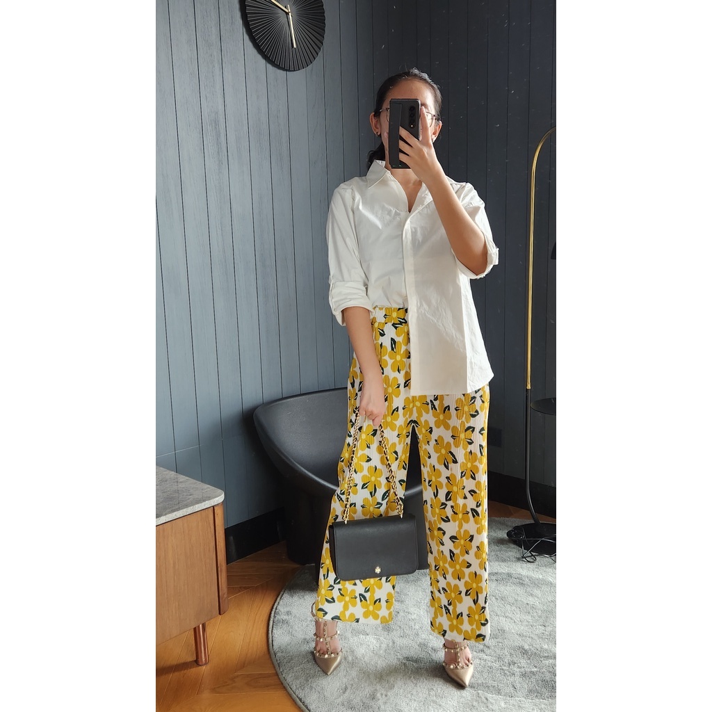 MBL x Jovanna Plain White Oversized Boyfriend Shirt Katun Stretch / Kemeja Putih Kantor Kasual Formal Premium