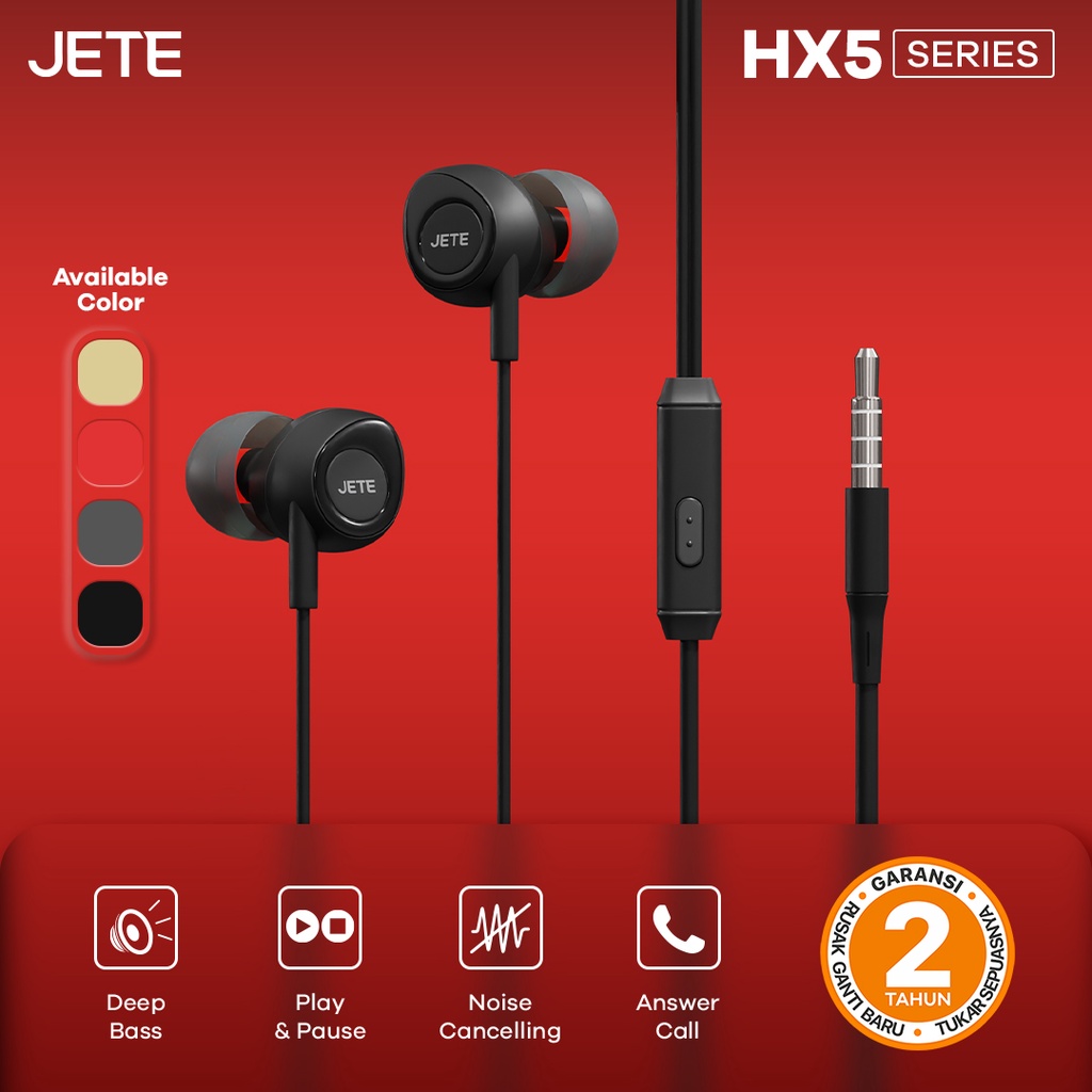 Headset Stereo I Earphone | Handsfree JETE HX5 - Garansi 2 Tahun