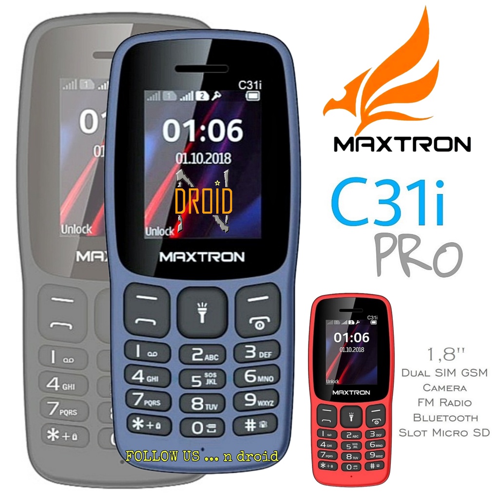 MAXTRON C31i PRO -- HP Candybar 1,8" GSM - DUAL SIM GSM - BISA GETAR - HP MAXTRON C31 i - HP MURAH