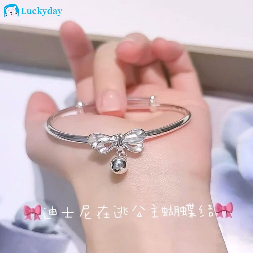 YEEZII Gelang Tangan Silver Aksen Lonceng / Pita Untuk Wanita