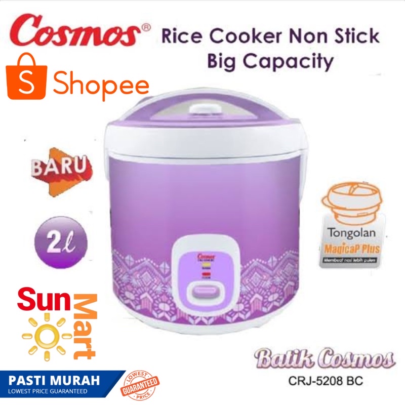 Magic Com Cosmos 2 Liter CRJ 5208BC Rice cooker Cosmos 5208 BC Penanak Nasi