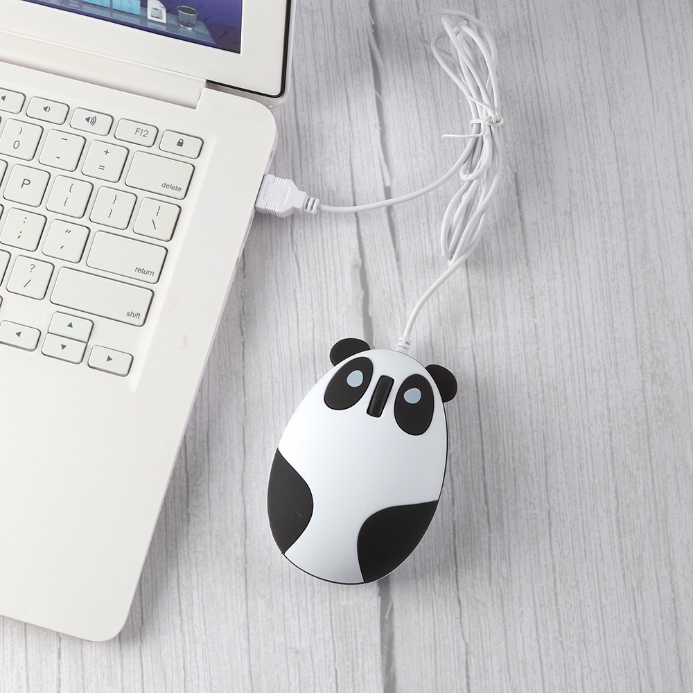 Mouse Mini 1600DPI Bentuk Panda Lucu Untuk PC / Laptop