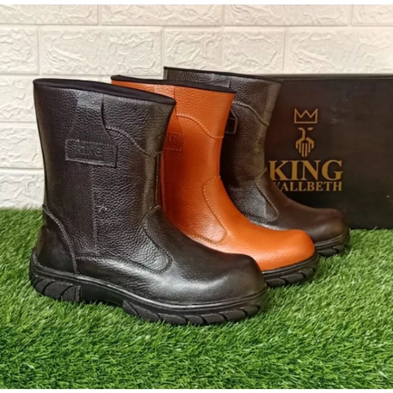 sepatu safety boots King wallbeth kulit asli sol  karet terlaris