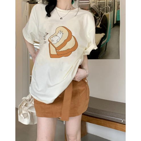 EUNII T-shirt Lengan Pendek Cartoon  Korean Style/Kaos Atasan Wanita/Baju Kaus Oversize Wanita