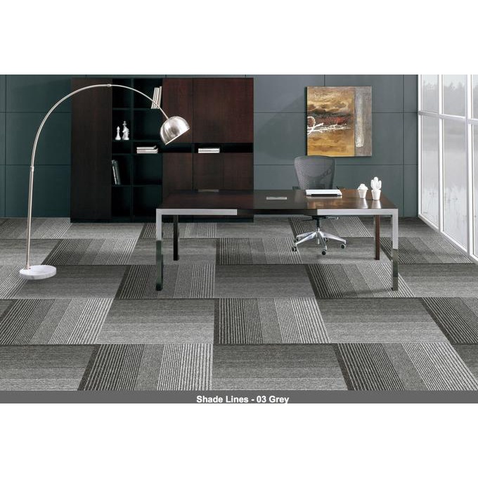 TERBARU Shade Lines 03 Grey 50x50cm - Karpet Tile by Karpet King /GORDEN JENDELA/GORDEN PINTU/GORDEN