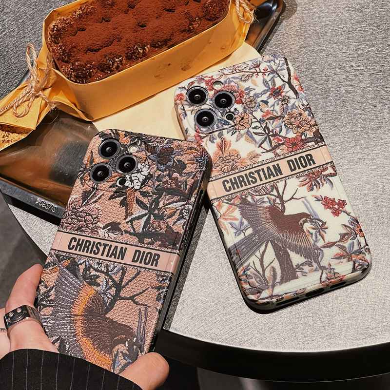 Merek Mewah IMD Case HP iP iPhone X Xr Xs Max14 Plus+Apple11 12 13 Pro Max Sarung Silikon Wanita Casing HP Christian Dior Burung Bunga