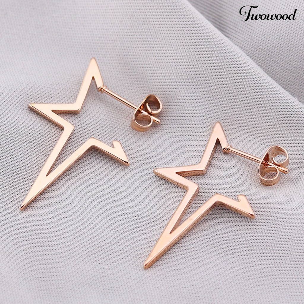 1 Pasang Anting Menjuntai Bentuk Pentagram Bahan Alloy Gaya Hip hop Untuk Wanita