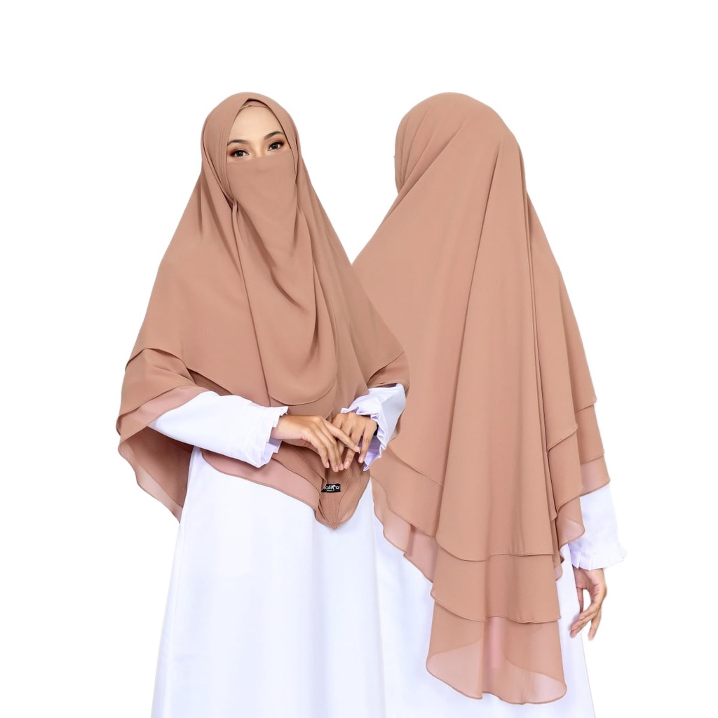 KHIMAR SYARI SET CADAR NIQAB TIFFANY TIGA LAYER JUMBO NON PAD / JILBAB SYARI / FRENCH KHIMAR