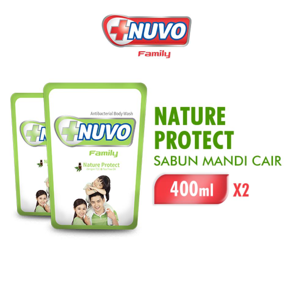 Nuvo Family Sabun Mandi Cair Hijau Pouch 400Ml X2