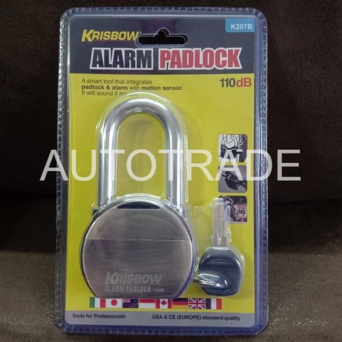 GEMBOK ALARM HEAVY DUTY KRISBOW K207B / ALARM PADLOCK / ANTI MALING TERLARIS TERPERCAYA ORIGINAL