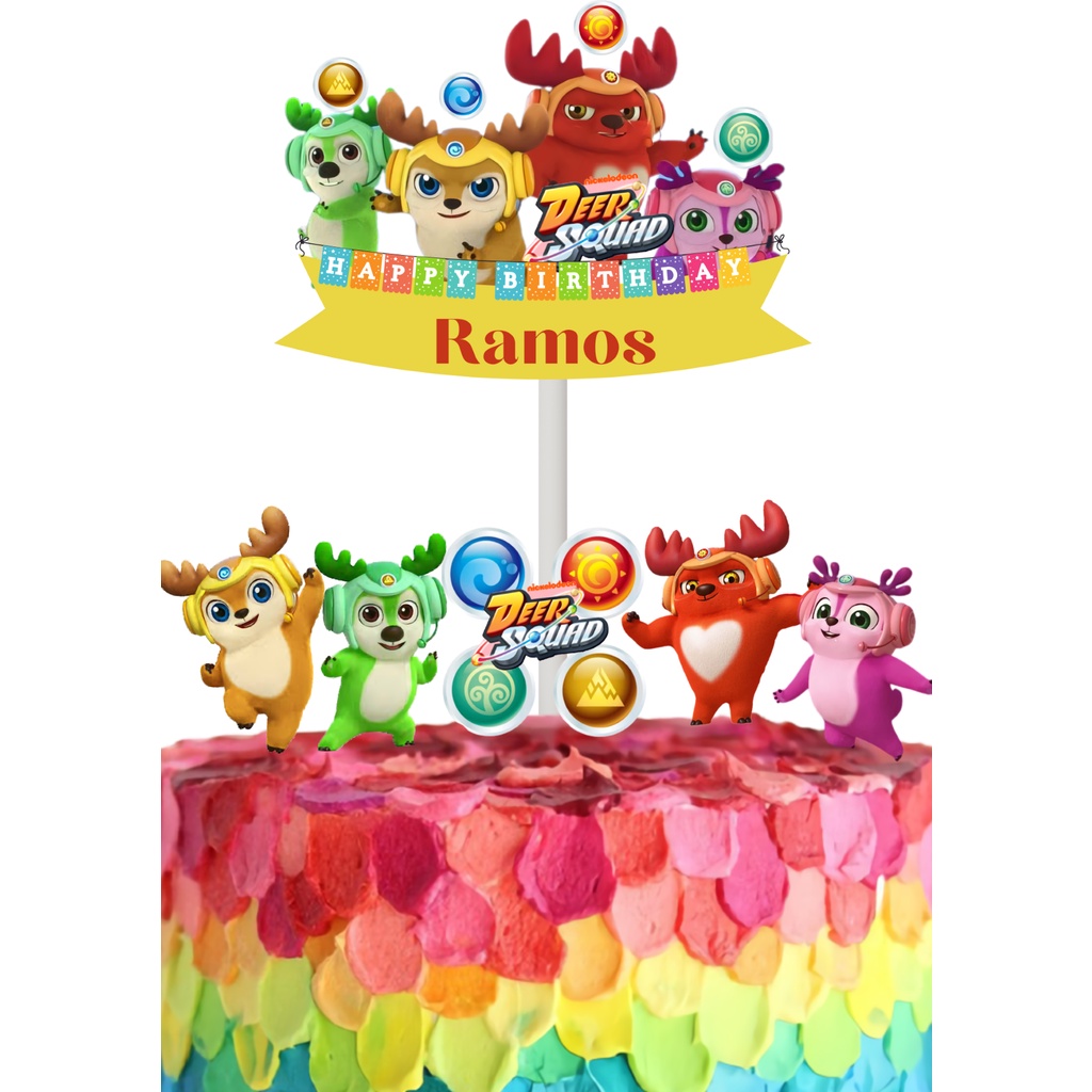 

topper cake deer squad / hiasan kue happy birthd