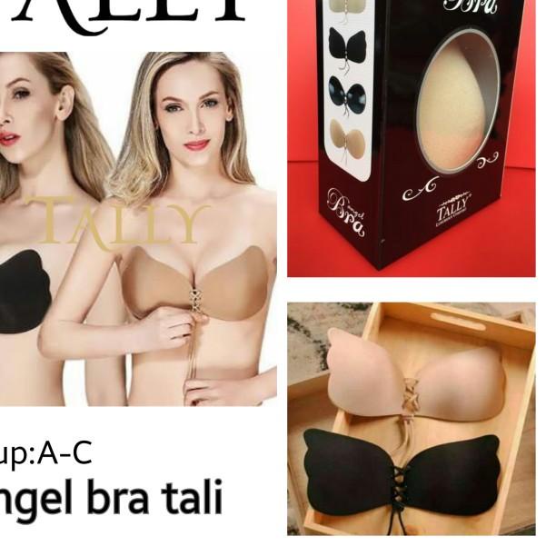 ANGEL WINGS BRA TALI SILIKON BRA TALLY (ADA BOX) TRUSTED ORIGINAL - Hitam, CupCTanpaKardus