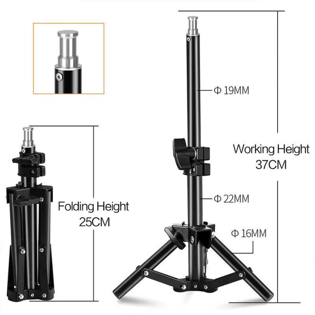 Lampu Foto Lighting Studio Mini 12W Dengan Tripod Light Stand 37CM