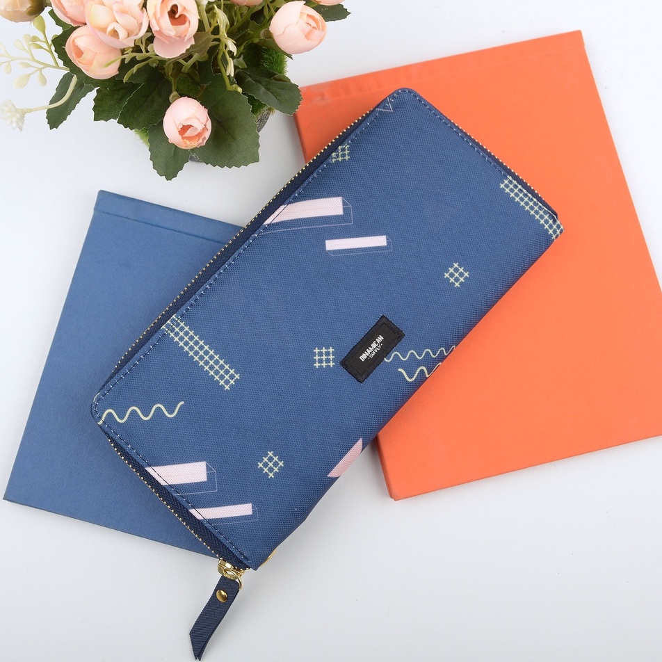 Dompet wanita panjang dompet cewek lipat hp dompet canvas wanita lucu long wallet dinamican supply