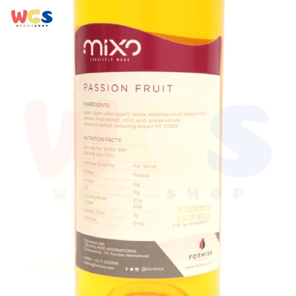 Syrup Mixo Passion Fruit Flavored Creatively Made 750ml - Halal