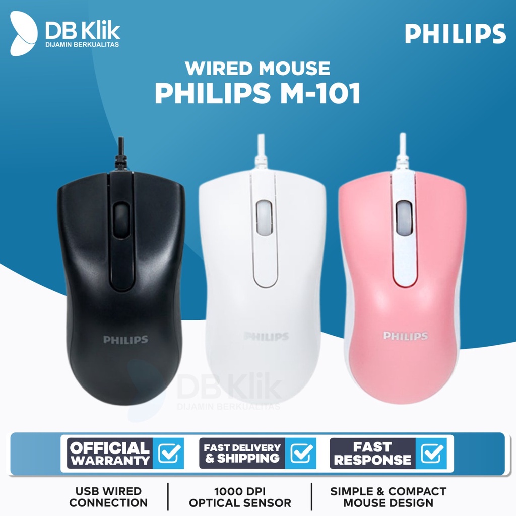 Mouse Philips M-101 Wired USB 1000DPI Ergonomic Design - PHILIPS M101