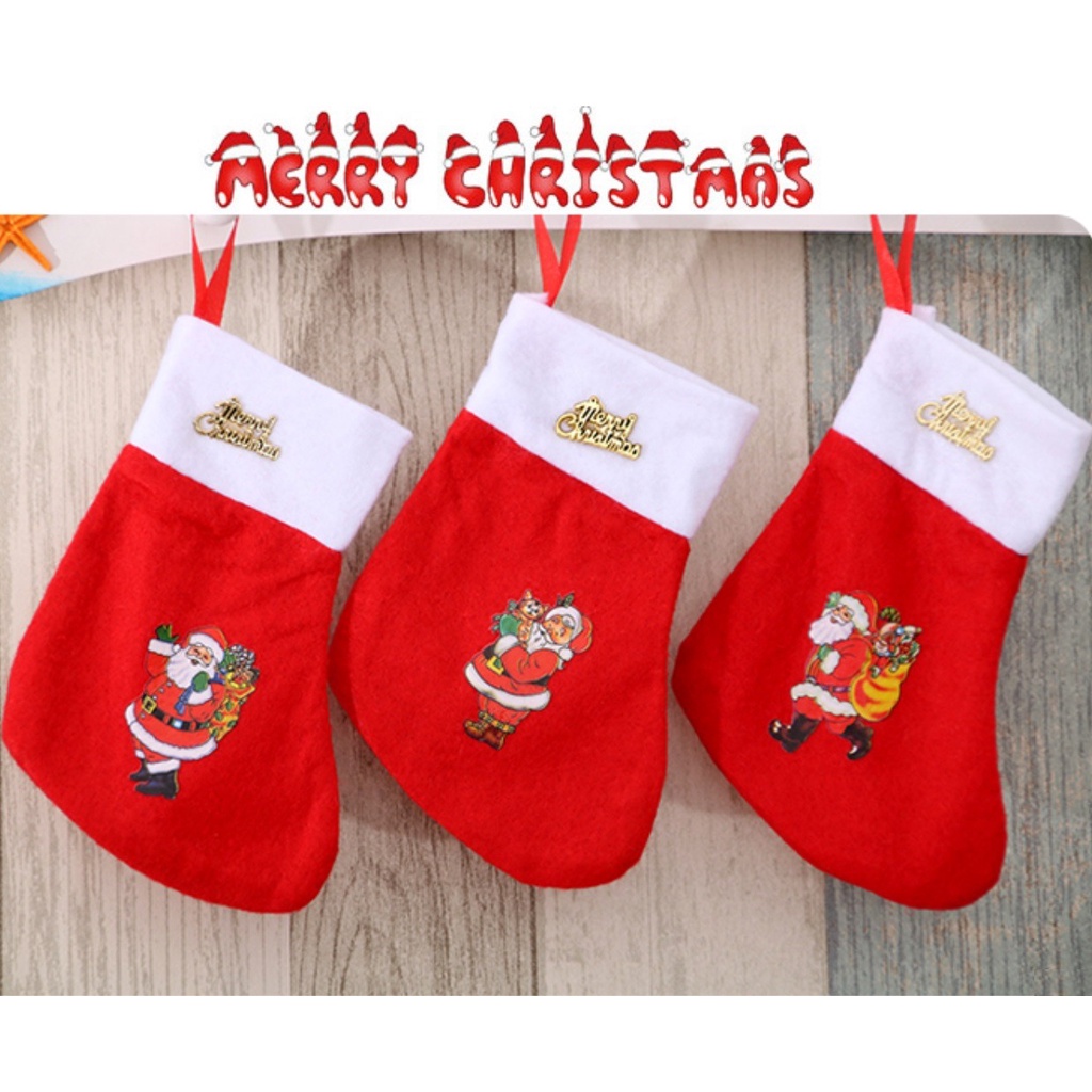 Kaos Kaki Natal Chtistmas Socks Xmas Sock Hiasan Dekorasi Rumah Pohon Natal Kantong Souvenir