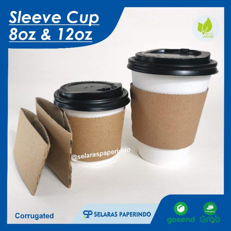 ISI 50pcs | Sleeve cup 8oz 12oz gelas penahan panas cup holder corrugated custom cetak papercup