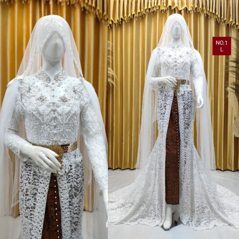 Kebaya Akhad pengantin ekor payet / kebaya akad pengantin jumbo / kebaya akad jumbo murah
