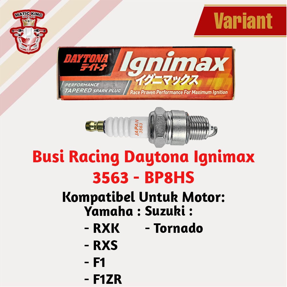 Busi Racing Mio Sporty Smile Grand Supra X Lama Fit New Jupiter Z Vega ZR M3 S Z X-Ride Fino Freego Smash Skywave drive Shogun Spin Gear Fazzio 100 125 DAYTONA IGNIMAX 3391