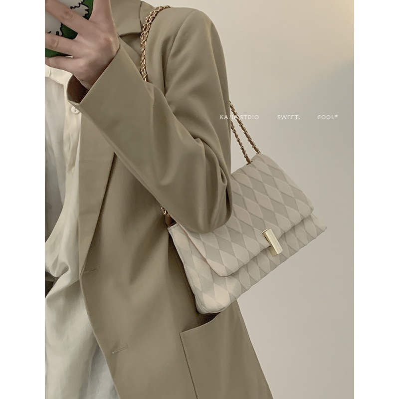 Suhao Lingge Tas Rantai Wanita 2022 Baru Fashion Trendi Tas Persegi Kecil Tekstur Niche Tas Messenger Kapasitas Besar Cocok untuk Semua