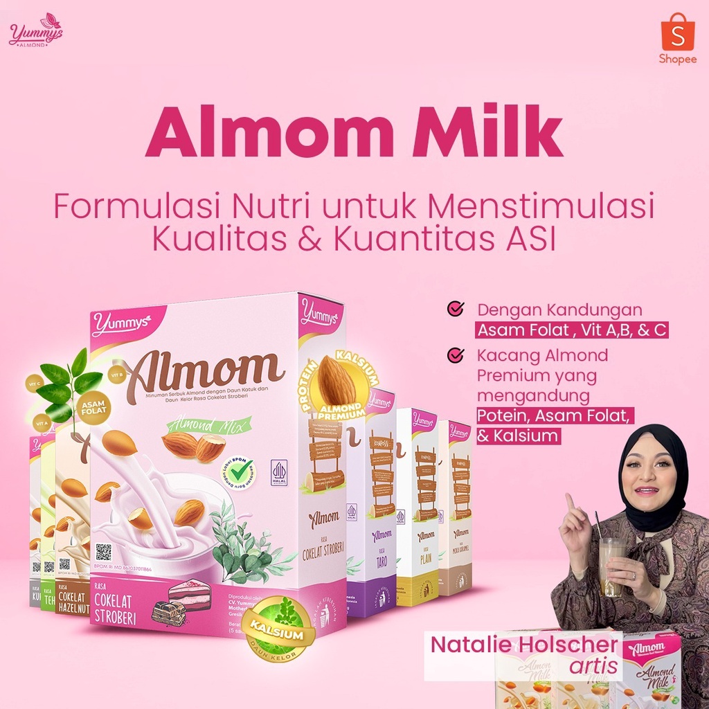 Image of ALMOM Susu Almond Milk Pelancar ASI | Untuk Ibu Hamil 7 Bulan hingga Menyusui | PAKET ISI MATCHA & TARO #7