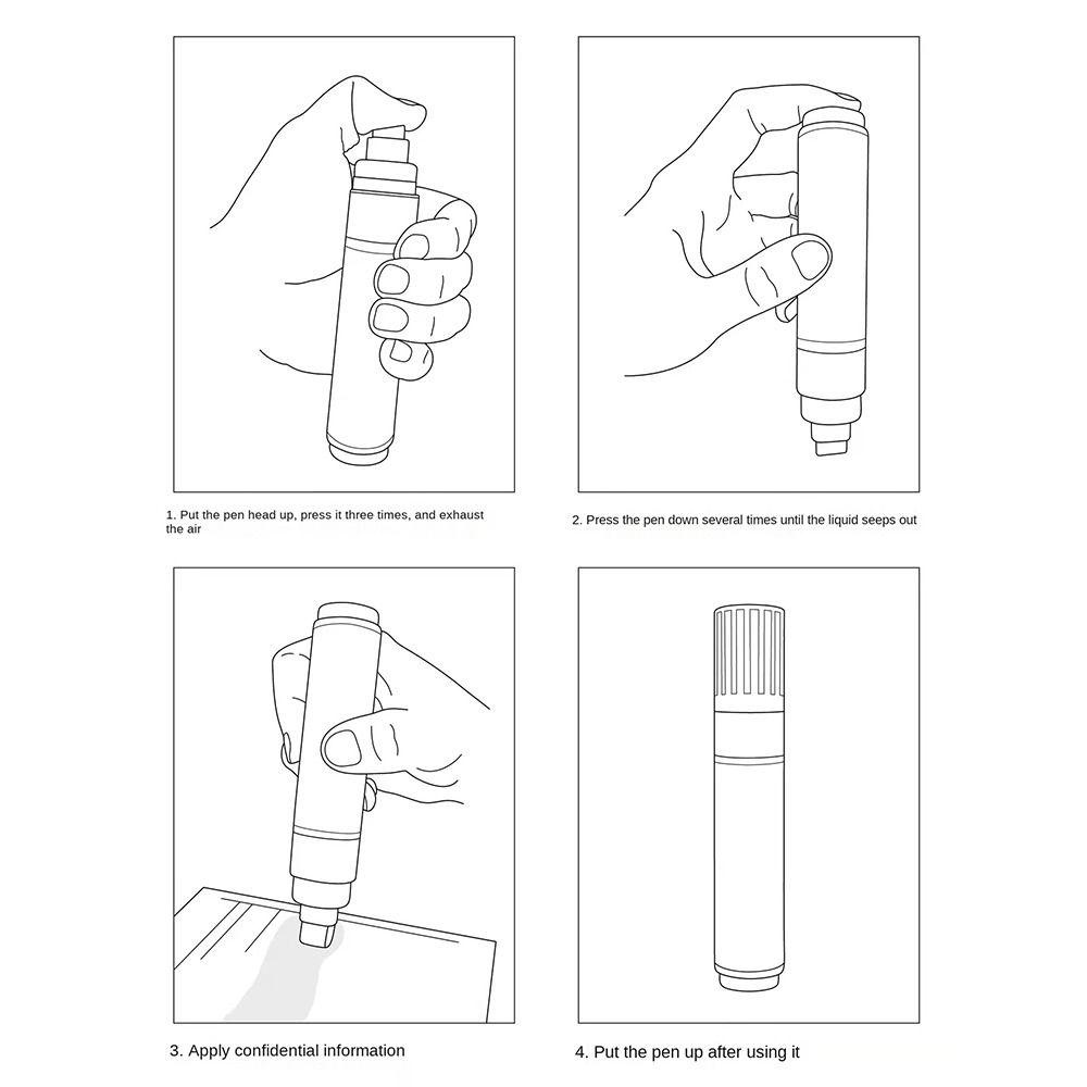 Preva Cairan Koreksi Kertas Thermal Portable Privasi Blackout Penutup Identitas Eliminator Cap Cairan Perlindungan Data Penting Keamanan Informasi Express Marker Pen